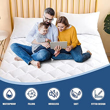 Load image into Gallery viewer, Cal King Size Quilted Fitted Mattress Pad, Waterproof Breathable Cooling Mattress Protector, Stretches up to 21 Inches Deep Pocket Hollow Cotton Alternative Filling Noiseless Mattress Cover
