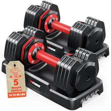 Load image into Gallery viewer, Rendpas Adjustable Dumbbells Set of 2, Select Weight Dumbbell Set, 5 in 1 Free Dumbbell Set with Anti-Slip Texture Handle, Weight Set For Home Gym Suit both Men and Women
