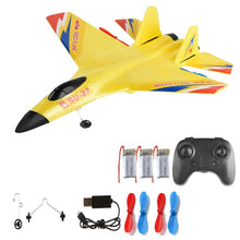 Load image into Gallery viewer, Yellow SU-27 RC Fighter Jet, Remote Control Airplane with Stunt Flight, Anti Crash Jet
