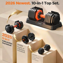 Load image into Gallery viewer, 2026 Updated Adjustable Dumbbell Set of 2, 10-in-1 Weights Dumbbell Set with Storage Box, 110lbs/55lbs
