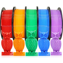 Load image into Gallery viewer, DO3D 1.75mm 5 Spools 5 Popular Colors PLA 3D Printer Filament in 1 Bundle, Red/Purple/Green/Blue/Orange, Each Spool 0.25kg, Total 1.25kg PLA 3D Printing Material, 250g x 5 Spools
