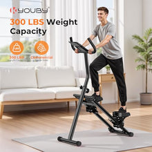 Load image into Gallery viewer, Stair Stepper for Home,Vertical Climber Step Machine with Stable Triangular Frame, 3-Level Handrail Height &amp; Resistance &amp; Pedal Adjustment,LCD Monitor, Device Holder, Smooth Motion, 300 LBS Black
