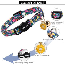 Load image into Gallery viewer, ARING PET 2 Pack Cat Collar, Breakaway Kitten Small Cute Pink Floral Bow Collars with Bells for Girl Female Cats
