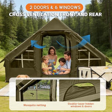 Load image into Gallery viewer, Inflatable Tents for Camping, 4-6 Person Easy Blow Up Tent with Hand Pump,4 Seasons Waterproof Air Inflatable Camping Tent,Hot Tent with Skylight and Stove Jack for Family Camping,Green
