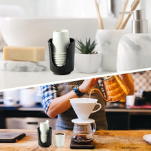 Load image into Gallery viewer, Dobbyby Ceramic Bathroom Cup Dispenser with Stylish Vertical Stripes - Disposable Mouthwash Cup Holder Holds 3-4oz Paper Cups for Rinsing Cups on Bathroom Vanity Countertops (Black-Black-2 Pack)
