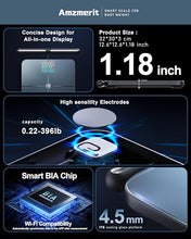 Load image into Gallery viewer, Amzmerit Smart Scale for Body Weight, 8-Electrode Larger Platform Digital Scale for Weight Fat BMI 50 Body Composition Measurement, Bluetooth &amp; Wi-Fi Digital Bathroom Scale, Rechargeable, Dark Gray
