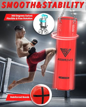 Load image into Gallery viewer, ASBRAVO Punching Bag for Adults, 4ft PU Heavy Boxing Bag Set 12OZ Gloves for MMA Muay Thai Kickboxing Training Home Gym, Martial Art (Unfilled)-Red
