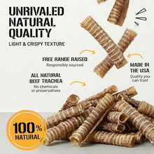 Load image into Gallery viewer, Dog Chits Beef Trachea Dog Chews - 100% Single Ingredient, High Protein, Low Fat - Glucosamine for Joint Support - Dental-Clean Crunch - Digestible Rawhide-Free, Natural Dog Chew Treats - 6inch, 8pack
