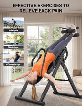 Load image into Gallery viewer, YOLEO Gravity Heavy Duty Inversion Table with Headrest &amp; Adjustable Protective Belt Back Stretcher Machine for Pain Relief Therapy (Black)
