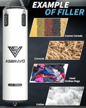 Load image into Gallery viewer, ASBRAVO Punching Bag for Adults, 4ft PU Heavy Boxing Bag Set 12OZ Gloves for MMA Muay Thai Kickboxing Training Home Gym, Martial Art (Unfilled)-White
