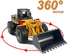 Load image into Gallery viewer, Remote Control Bulldozer Toy Truck, 1/18 Scale RC Metal Rc Front Loader 4WD Construction Vehicles for Boys Girls Kids

