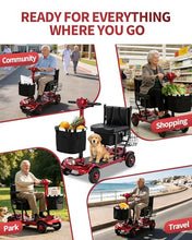 Load image into Gallery viewer, Ecomobi Light Weight Mobility Scooter for Seniors &amp; Adults, 12–30 Mile Range, Foldable Airline Approved Portable 4 Wheel Motorized Scooter with Removable Lithium Battery, 300 lb Capacity, MS01F Red
