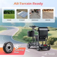 Load image into Gallery viewer, Lightweight Mobility Scooter for Adults &amp; Seniors - Cruise &amp; Airport Approved, 43lb Foldable Portable Motorized Scooters with Dual Lithium Batteries for 24.8 Miles Travel, 300lb Capacity, Black
