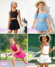 Load image into Gallery viewer, DOCUMO Pleated Skirts for Girls with Pocket Shorts Girls Athletic Golf Tennis Skorts Hight Waisted Skirts for Running Casual (Purple, X-Small)
