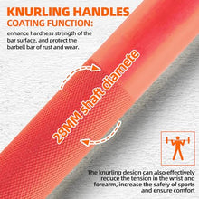 Load image into Gallery viewer, Fitvids 7ft Olympic Barbell 45LBS for Weightlifting and Powerlifting, 2 Inch Strength Training Bar - Red
