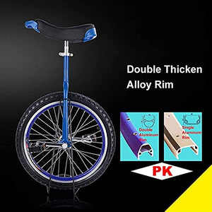 18 inch Unicycle Perfect Beginner Unicycle with Adjustable seat Extra-Thick Tires Load 150 kg/330 lb (Size : 20inch) (18inch)