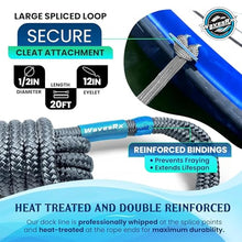 Load image into Gallery viewer, Premium Nylon Boat Dock Lines &amp; Ropes for Docking 1/2'' x 20' | Double Braided Marine Rope &amp; Mooring Line| Boat Ropes for Docking with Loop | UV &amp; Saltwater Resistant Dock Ropes for Boats &amp; Pontoons
