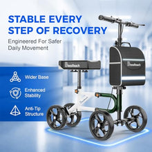 Load image into Gallery viewer, BlessReach Knee Scooter Steerable Knee Walker for Foot Injuries Compact Crutch Alternative with Dual Braking System (Green)
