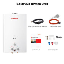 Load image into Gallery viewer, CAMPLUX Tankless Water Heater, 5.28 GPM OutdoorPropane Camping Gas Water Heater, 20L, BW528,White
