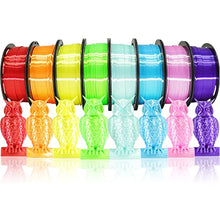 Load image into Gallery viewer, 1.75mm Silk Shiny PLA 3D Printer Filament 8 Bright Colors Bundle: Silk Yellow/Lime Green/Orange/Sky Blue/Pink/Cyan/Red/Purple, Each Spool 250g, Total 2Kg 3D Printing Material, 250g x 8 Spools
