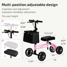 Load image into Gallery viewer, VitaSophy Knee Scooter with Disc Brake, Steerable Knee Walker for Adults,Foldable Rover Scooter for Broken Foot Injured Leg Crutch

