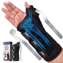 Load image into Gallery viewer, Dr. Arthritis Carpal Tunnel Wrist Brace Night Support, Thumb Spica Splint Right Hand for De Quervains Tenosynovitis, Tendonitis, Wrist Brace With Thumb Support-Small/Medium-Women &amp; Men, Black

