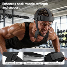 Load image into Gallery viewer, Neck Harness Weight Lifting, Neck Trainer Exerciser Equipment with Adjustable Heavy Duty Steel Chin Straps for Neck Strength and Pain Relief, Portable Head Harness for Weight Lifting,Home and Gym Use
