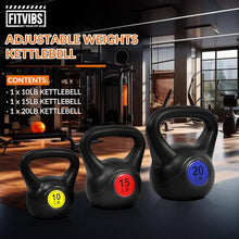 Load image into Gallery viewer, Fitvids Kettlebell Sets 3 Piece 5/15/20LB Strength Training KettleBells Weight Set, Black
