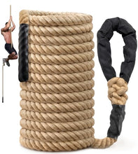 Load image into Gallery viewer, Climbing Rope Gym Workout - 50FT 1.5 Inch Heavy Duty Jute Thick Ropes for Adults Strength Training Outdoor Tree Swing Indoor Home Fitness Exercise

