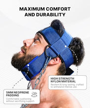 Load image into Gallery viewer, DMoose Fitness Neck Harness for Weight Lifting - Soft Padded Head &amp; Chin Strap with 30" Heavy Duty Steel Chain - Neck Exerciser, Trainer &amp; Strengthener to Support Injury Recovery (American)
