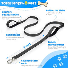 Load image into Gallery viewer, Heavy Duty Dog Leash with Easy Lock Metal Clip, Reflective, Padded Handle - Durable 4ft 8ft Walking Training Leash for Large, Medium, Small Dogs, Jogging, Hiking, and Outdoor Use (Black, 6 FT)
