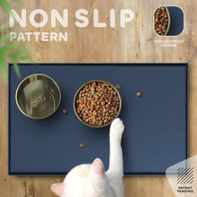 Load image into Gallery viewer, PetHappily Dog Food Mat - Raised Edges Dogs Mat for Food and Water Prevent Spill, Waterproof Cat Food Mats Protect Floors, Easy Clean Dog Bowl Mats for Food and Water, Silicone Pet Food Tray

