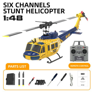RC Helicopter, 2.4G 6CH UH-1 Huey Flybarless RC Helicopter, 6-Axis Gyroscope Stabilization, with Altitude Hold & 3D Inverted Flight