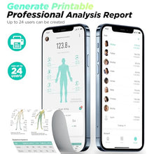 Load image into Gallery viewer, RunStar Scale for Body Weight and Fat Percentage, 8-Electrodes Precision Digital Smart Scale for BMI 28 Body Composition Measurement, Silver Bathroom Smart Scales with Large Display
