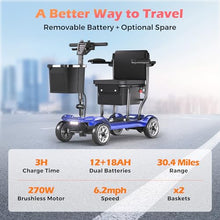 Load image into Gallery viewer, Lightweight Mobility Scooter for Adults &amp; Seniors - Cruise &amp; Airport Approved, 43lb Foldable Portable Motorized Scooters with Dual Lithium Batteries for 30.4 Miles Travel, 300lb Capacity, Blue
