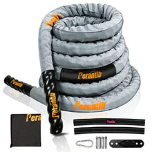Load image into Gallery viewer, Perantlb Battle Rope with cloth sleeve -1.5/2 Inch Diameter 30' 40' 50' Lengths -Gym Muscle Toning Metabolic Workout Fitness, battle rope Anchor Strap Kit Included (1.5" x 40 ft Length)
