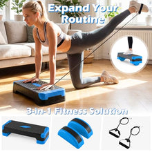 Load image into Gallery viewer, Goplus 3-in-1 Aerobic Step Platform, 600 LBS Adjustable Exercise Stepper with 4-Level Risers  (Blue)
