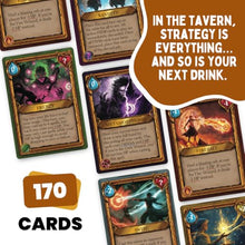 Load image into Gallery viewer, Do or Drink Wizards Tavern Strategy Drinking Card Game for Adults 21+ – Chaotic Fantasy Party Game with Spells, Dice &amp; Coasters | 2–8 Players, 170 Cards, Fun Party D&amp;D Themed Game for Hangouts
