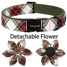 Load image into Gallery viewer, ARING PET Christmas Dog Collar, Cute Xmas Red Green Plaid Detachable Flower Pet Collar with Metal Buckle for Puppy Small Medium Large Boy Girl Dog-XS
