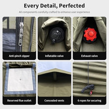 Load image into Gallery viewer, Qeroo® Luxury Inflatable Camping Tent,Wind &amp; Rain Resistant,Breathable &amp; Durable Wear-Resistant Fabric,Built-in Stove Jack,Fast Setup with Pump,All-Season Ready,Dual Doors,Mosquito-Proof Mesh Windows

