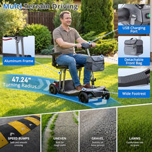 Load image into Gallery viewer, ScootNGo Foldable Mobility Scooter for Seniors &amp; Adults, Airline Approved, Lightweight 4 Wheel Electric Scooter, Portable Travel Scooter with Removable Battery, USB Port &amp; Rearview Mirrors
