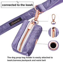 Load image into Gallery viewer, ARING PET Dog Waste Bag Dispenser, Velvet Doggy Poop Bags Holders Attach to Any Leashes, Purple Portable Washable Pet Waste Pouch Dispenser with Metal Zipper
