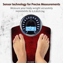 Load image into Gallery viewer, EILISON Highly Advance 2-in-1 Digital &amp; Analog Weighing Scale for Body Weight-400lbs, 4 High Precison GX Sensor Accurate, Thick Tempered Glass, Extra Large Display (Red)
