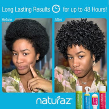 Load image into Gallery viewer, Naturaz 3-Step Moisture Burst System for Tight Curls &amp; Coils with Curly Hair Shampoo, Leave In Conditioner Spray &amp; Hair &amp; Scalp Moisturizer – Softens Dry Hair, Detangles, Boosts Growth &amp; Soothes Scalp
