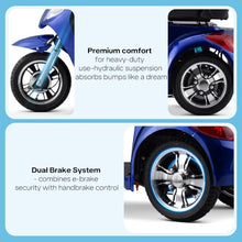 Load image into Gallery viewer, Super Large Electric 3 Wheel Mobility Scooters, Heavy Duty 800W Wheelchair Device, 25 Miles Long Range, All Terrain Mobility Scooter，Speed Adjust, Remote Key,Receive Ready to Ride (3 Wheel-Blue)
