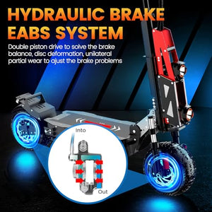 Adult Electric Scooter 60V 6000W Dual Motor Fast Folding Scooter with 3-Speed Variable Top Speed 60 mph Range 55 mph Off-Road 11' Tires