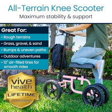 Load image into Gallery viewer, Vive Mobility All Terrain Knee Scooter Walker for Foot Injuries - Adult Broken Leg Crutch Cart Roller for Surgery, Broken Foot, Ankle Injury - Kneeling Rolling Steerable Seated Wheel Scooter Aid
