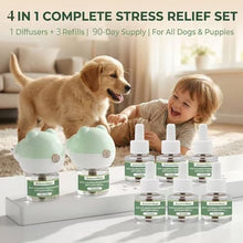 Load image into Gallery viewer, Dog Calming Diffuser Plug-in with Gentle Night Glow, 3 Refills Kit for Behavioral Support, Stress Soothing Aid for Pets During Travel, Thunder, Vet Visits, Fireworks, Safe Formula, 90 Days Supply
