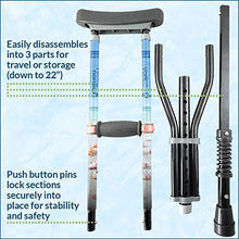 Load image into Gallery viewer, York Nordic - Spring Cushion Crutches Perfect for Sports Injuries and Travel - Heights 4'7" to 6'6" - Adjust Down to 22" for Travel
