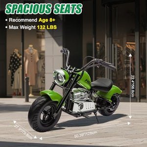 24V Ride On Off-Road Motorcycle, Kids Electric Dirt Bike with 250W Motor, 3 Speed Up-to 12.4MPH, Green